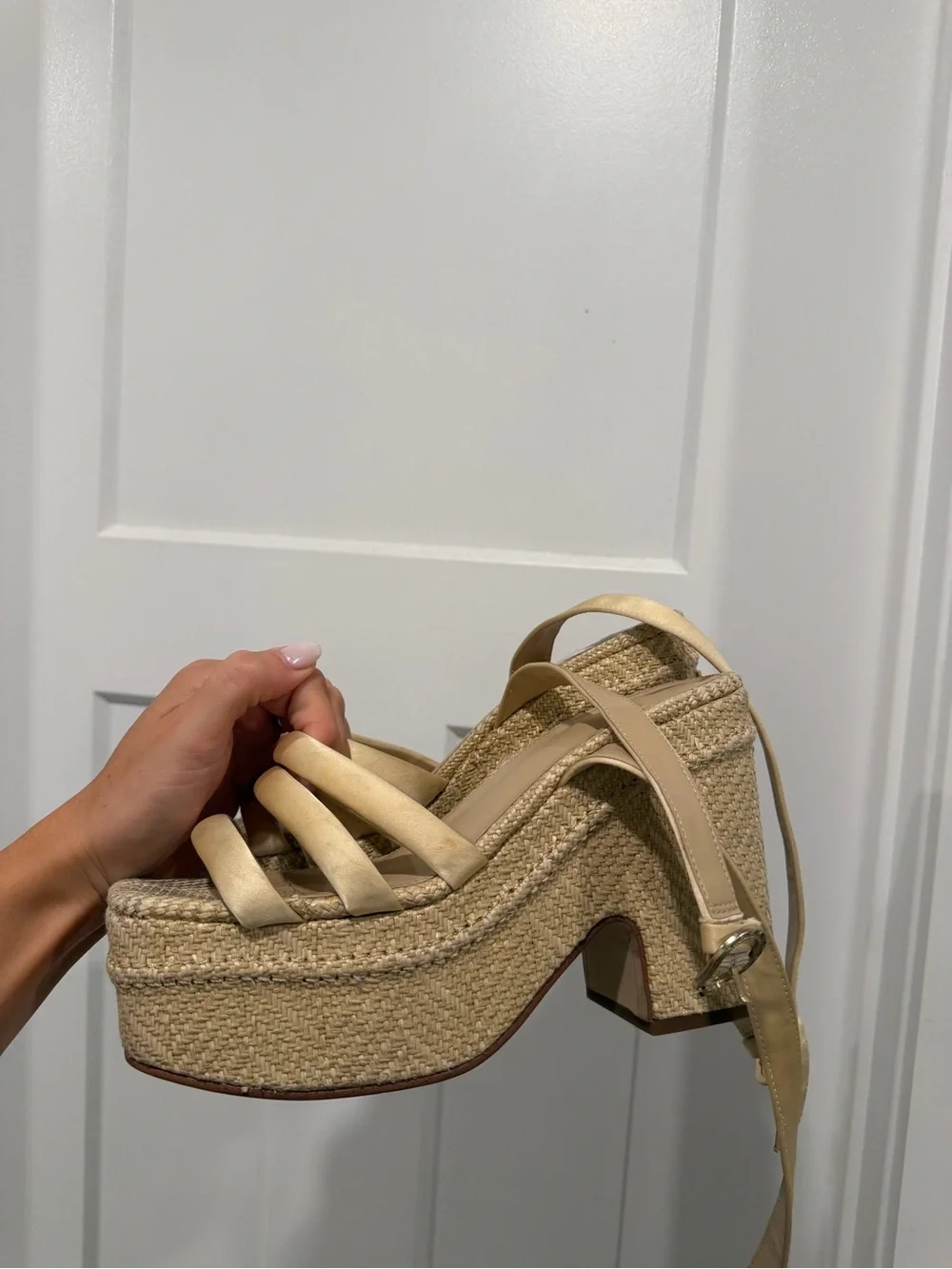 Sam Edelman Metallic Gold Platform Sandals with Ankle Strap